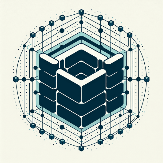 A minimalist image of a network firewall with multiple cores represented by a solid geometric shape with smaller shapes inside, all interconnected by lines. The