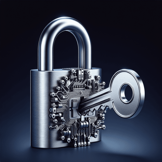 A metallic lock and key, symbolizing the intricate relationship between privacy laws and cybersecurity measures. The key is intricately designed to represent th