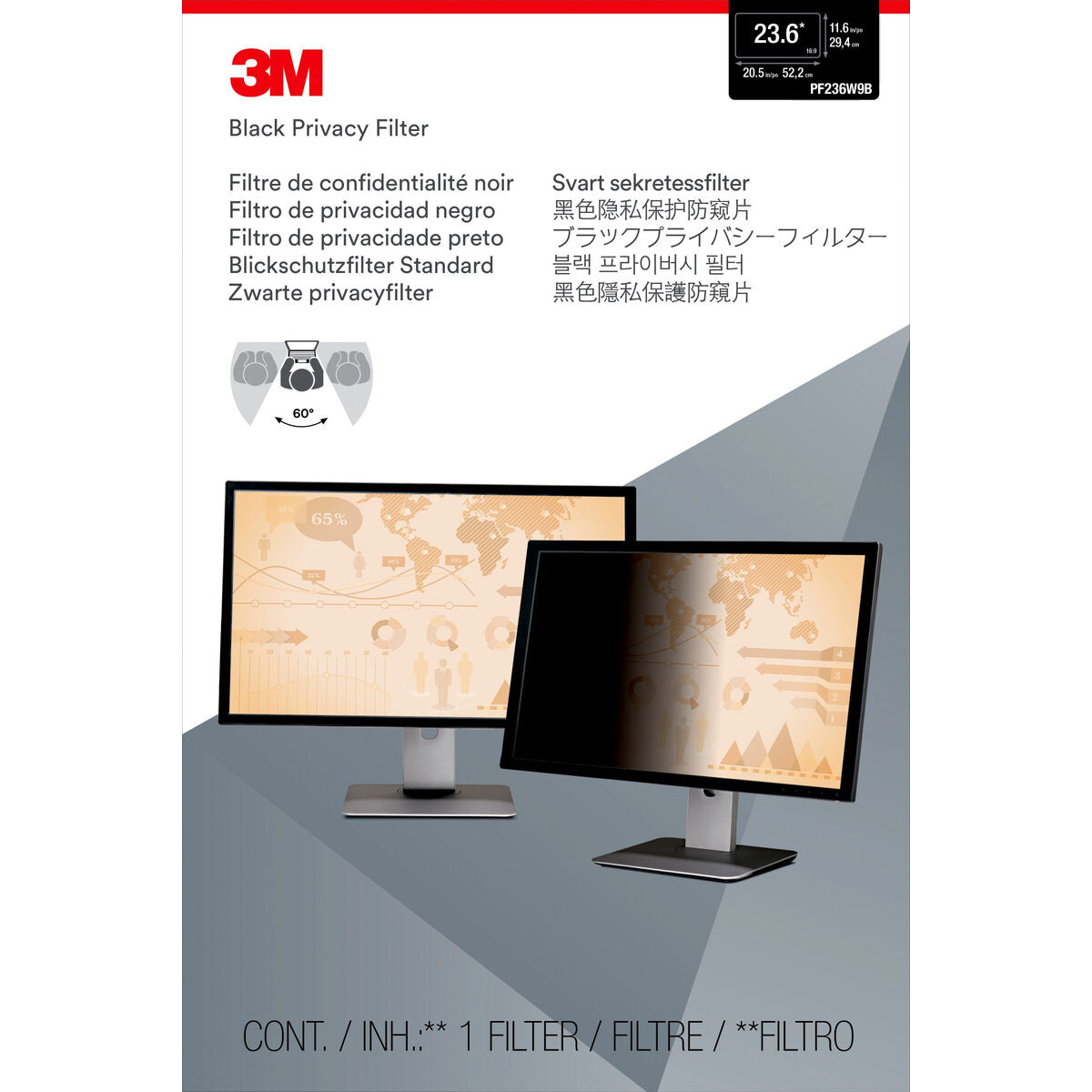 Filtro Privacy per Monitor 3M PF236W9B 23,6"-1